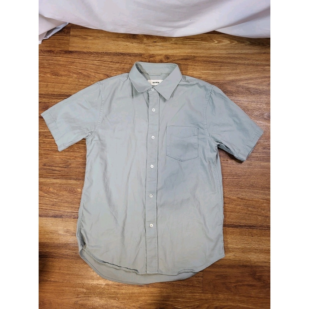 Buck Mason Draped Twill One Pocket  Shirt Mens M Gray Button Up Short Sleeve